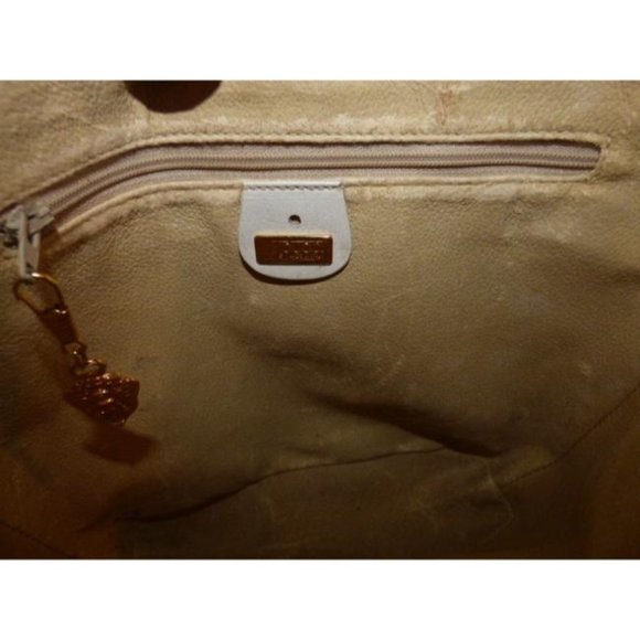 Gucci Vintage White Bucket Bag Small G Logo Coated Canvas And White Leather - Picture 2 of 12